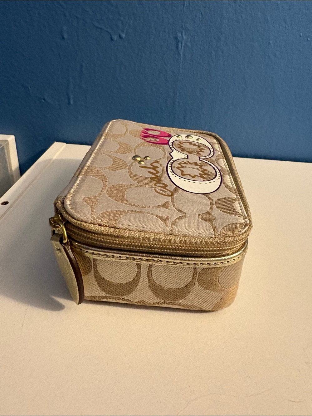 Coach Vintage Poppy Travel Jewelry Box Signature Satin Silk - Picture 2 of 7